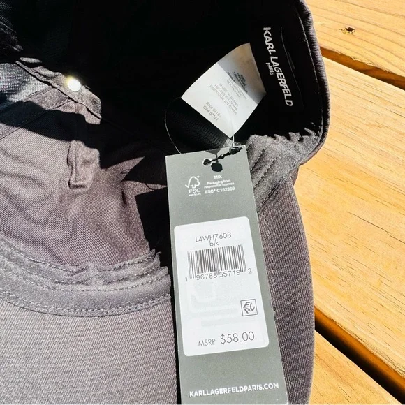 NWT Karl Lagerfeld Paris Embellished Iconic Pin Baseball Cap - Picture 7 of 7